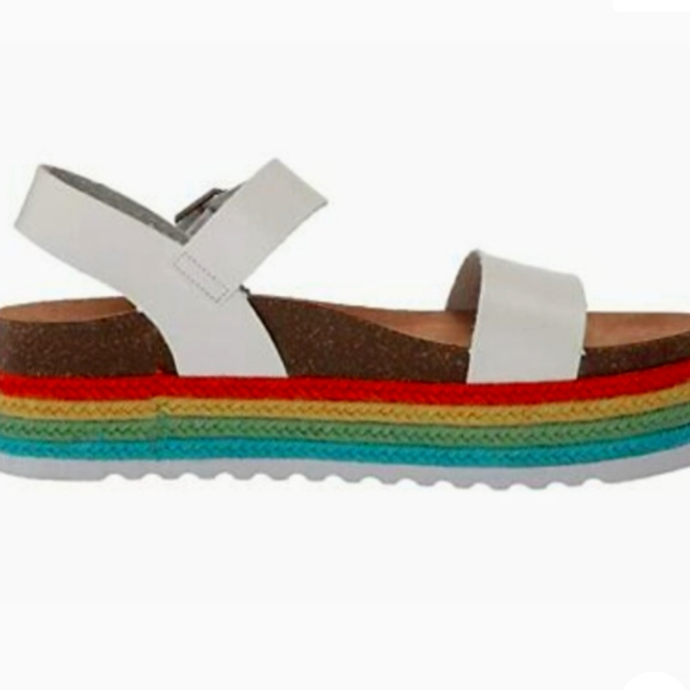 Sandals White Strap Multi Color